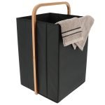 Καλάθι απλύτων τετράγωνο bamboo -polyester μαύρο 55χ35χ33 cm Eurocasa
