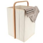 Καλάθι τετράγωνο bamboo - poyester λευκό  55x35x34 cm Eurocasa