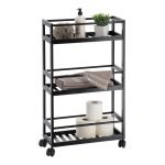 Ραφιέρα μπάνιου με 3 ράφια και ρόδες bamboo 75x44,50 x20 cm Eurocasa