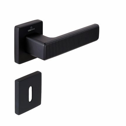 Πόμολο Πόρτας Πλαστικό No ROOT Ροζέτα Μαύρο Ματ