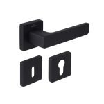 Πόμολο Πόρτας Πλαστικό FLAT Ροζέτα Μαύρο ματ