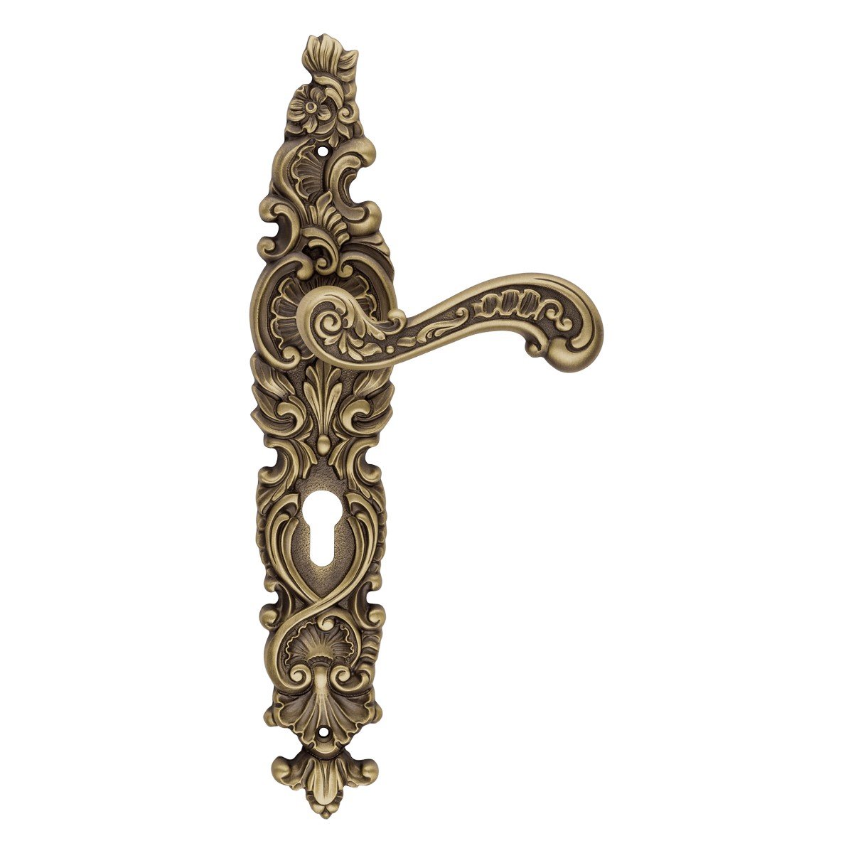 cat-barocco-pl-door-handle Ιταλικό Vintage Πόμολο Barocco Μπρονζέ Ματ με Πλάκα 034 - Image 1