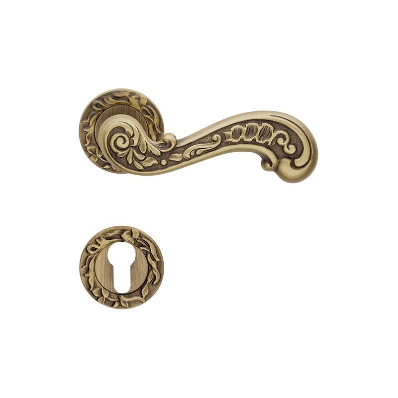 cat-barocco-rb113-door-handle Ιταλικό Vintage Πόμολο Barocco Μπρονζέ Ματ με ροζέτα 032 - Image 1