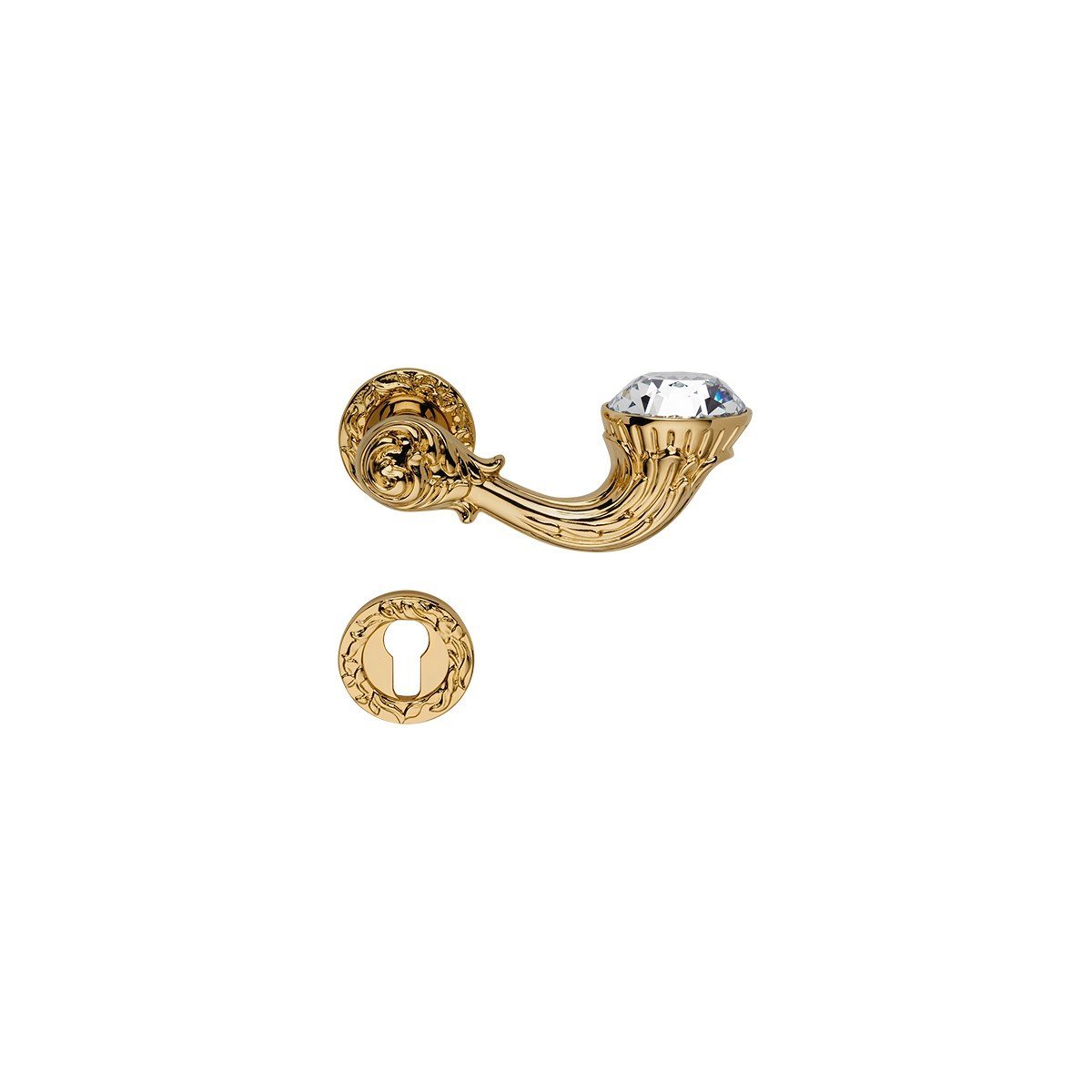 cat-brilliant-diamond-rb113-door-handle Ιταλικό Επίχρυσο Πόμολο με ροζέτα Brilliant Diamond με Swarovski® crystals 028 - Image 1