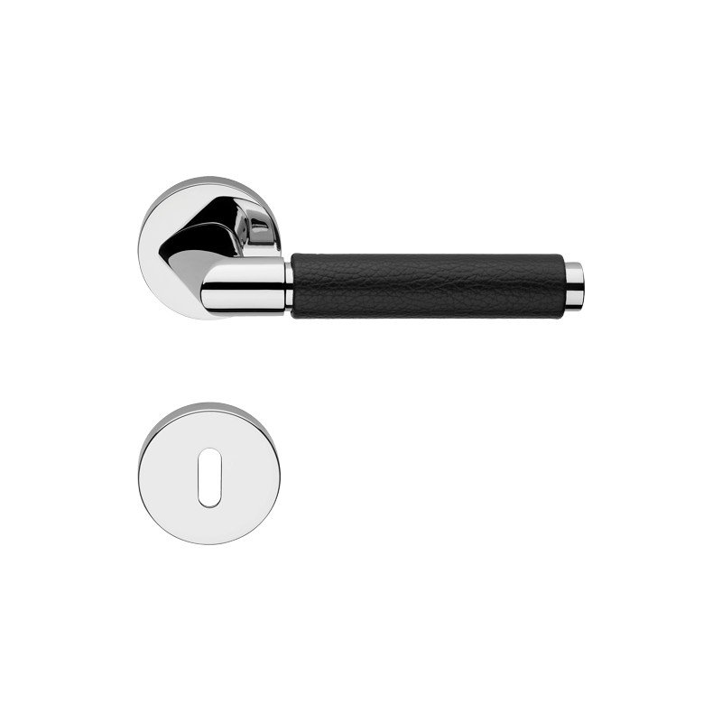 cat-grip-pelle-rb023-door-handle Ιταλικό Πόμολο Grip Pelle με ροζέτα σε Χρώμιο 087 - Image 1