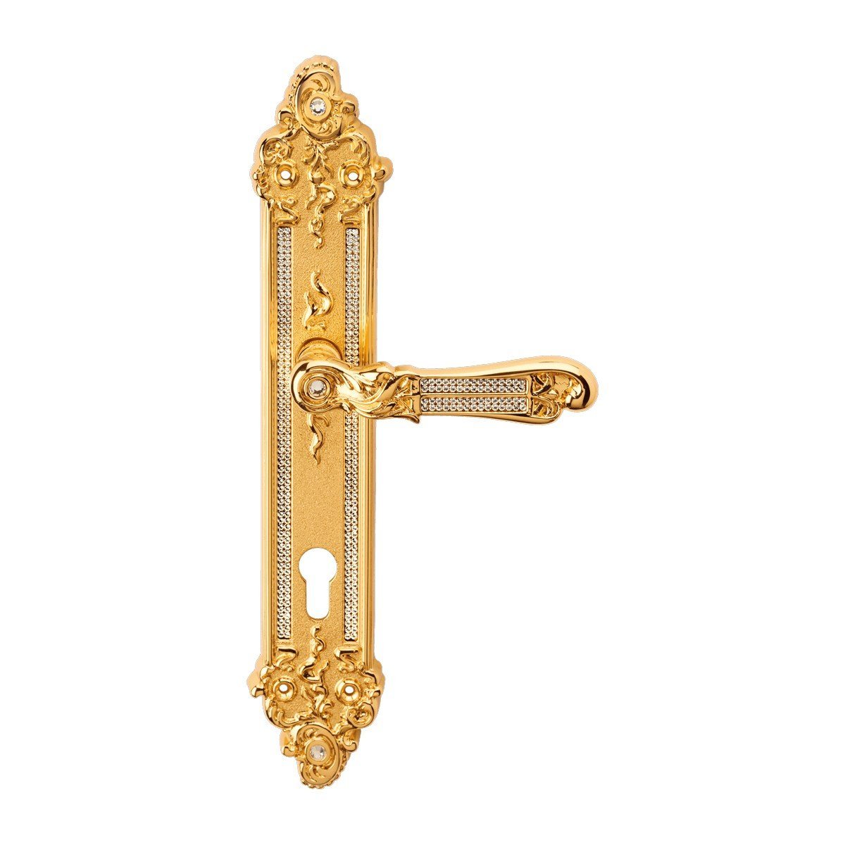 cat-tiffany-mesh-pl-door-handle Ιταλικό Επίχρυσο Πόμολο Tiffany Mesh με Πλάκα με Swarovski® crystals 140 - Image 1