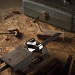 Ιταλικό πόμολο Slim Pelle με ροζέτα σε Χρώμιο/μάυρο δέρμα 130 - Image 3