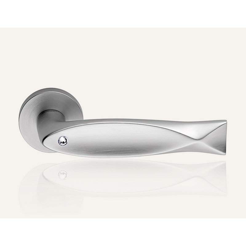 still-fish-crystal-cs-door-handle Ιταλικό Χρώμιο Ματ Πόμολο με ροζέτα Fish Crystal με Swarovski® crystals 052 - Image 1