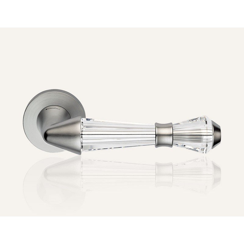 still-luce-cs-door-handle Ιταλικό Χρώμιο Ματ Πόμολο με ροζέτα Luce με Swarovski® crystals 077 - Image 1