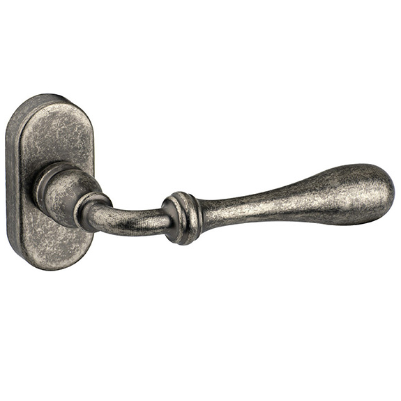 370-08OLDSILVER Roline Κ370 Πόμολο Εξώπορτας Ζεύγος Φιξ για PVC με Ροζέτα από Ορείχαλκο Old Silver 32x62x114mm - Image 1