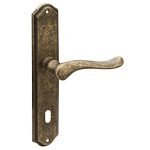 Roline Κ372 Πόμολο Εξώπορτας Ζεύγος Φιξ με Πλάκα από Ορείχαλκο Αντικέ 255x45x120mm