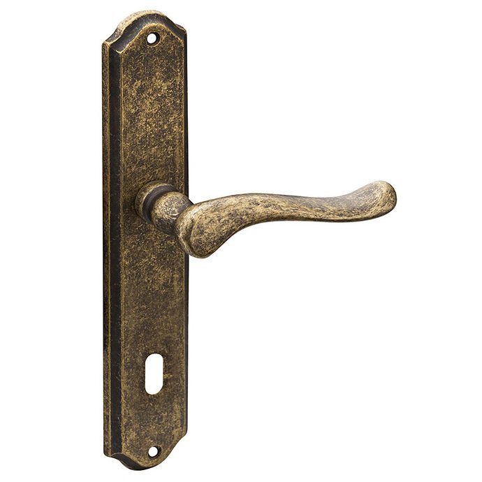 K372-90 Roline Κ372 Πόμολο Εξώπορτας Ζεύγος Φιξ με Πλάκα από Ορείχαλκο Αντικέ 255x45x120mm - Image 1