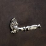 Ιταλικό Vintage Πόμολο Soleil Νίκελ Ματ Αντικέ με ροζέτα 155 - Image 4