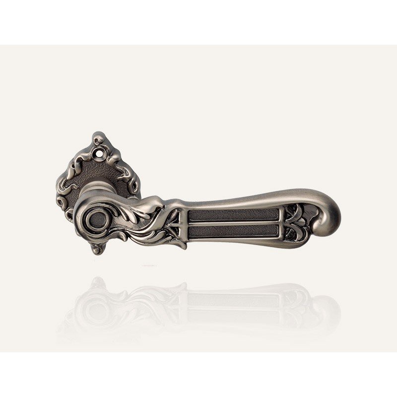 still-tiffany-tm-door-handle Ιταλικό Vintage Πόμολο Tiffany Νίκελ Ματ Αντικέ με ροζέτα 164 - Image 1