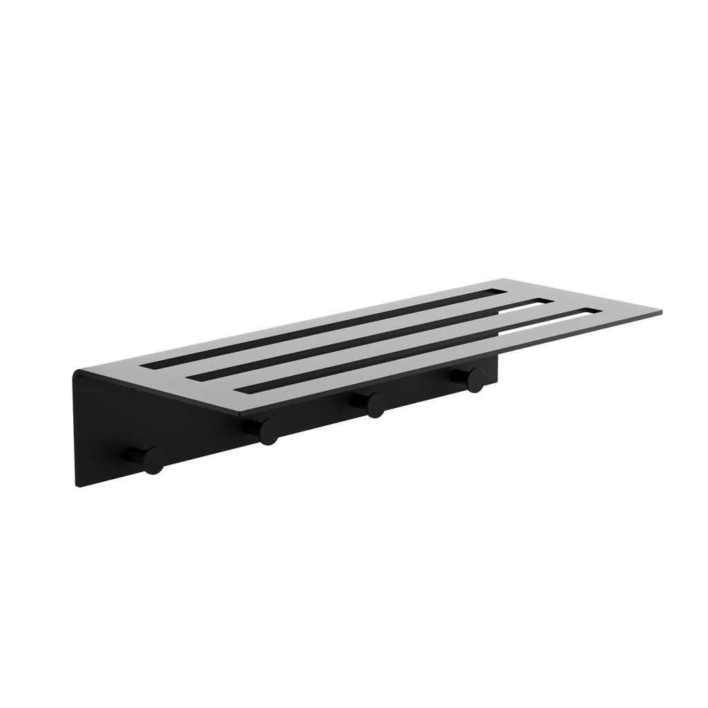 15_towel_rack_black-1024x1024 723.13.05 Ραφιέρα Με Μικρά Αγκιστρά Strantza – Black Mat 600x240x120 by Verdi - Image 1