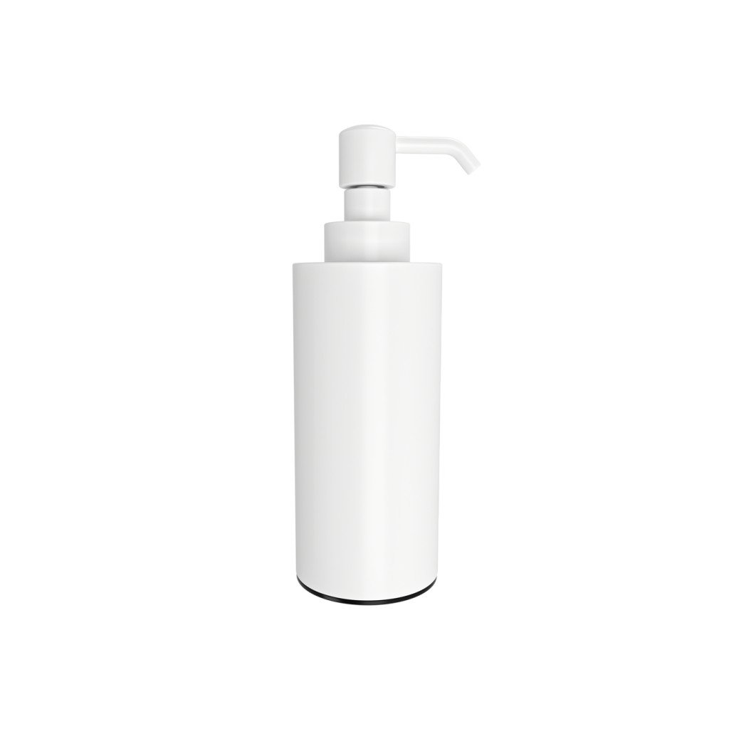 Table_top_dispenser_white-1024x1024 301.20.01 Μεταλλικό Dispenser Πάγκου Lamda - White Mat 60x60x190 - 220ml by Verdi - Image 1