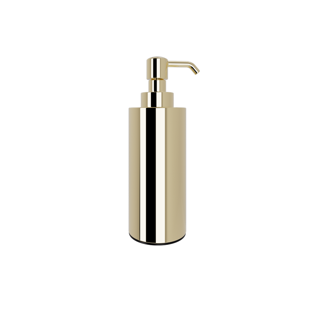 03_lamda_soap_dispenser_solid_table_lightgold_GL-1024x1024 301.20.52 Μεταλλικό Dispenser Πάγκου Lamda - Light Gold Gloss 60x60x190 - 220ml by Verdi - Image 1