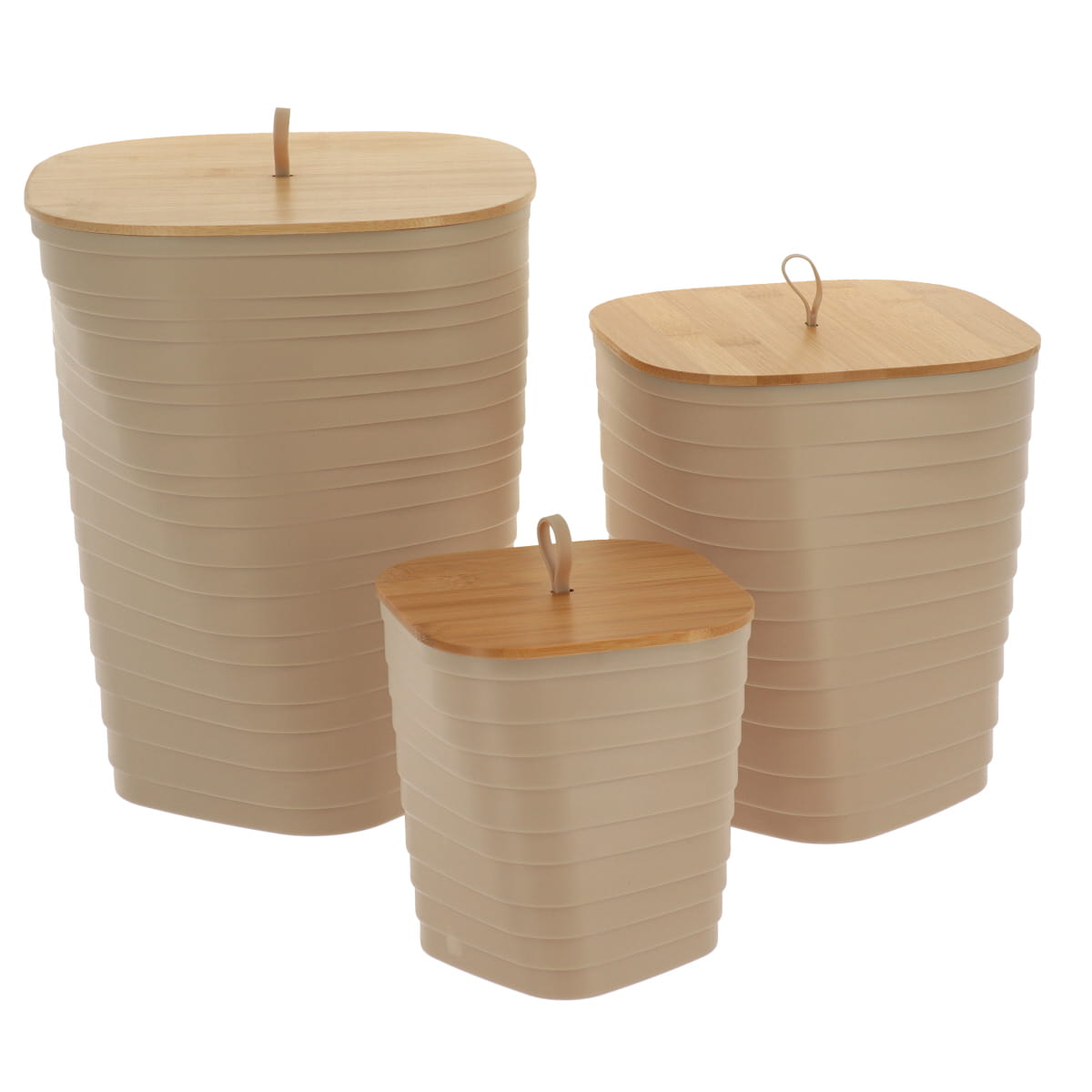 6554161 Σετ 3 καλάθια μπάνιου pp με bamboo 3 μεγέθη 30χ24χ234 cm Eurocasa - Image 1