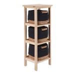 Έπιπλο ξύλινο με 3 συρτάρια από χόρτο -βαμβάκι 25χ25χ77 cm Eurocasa