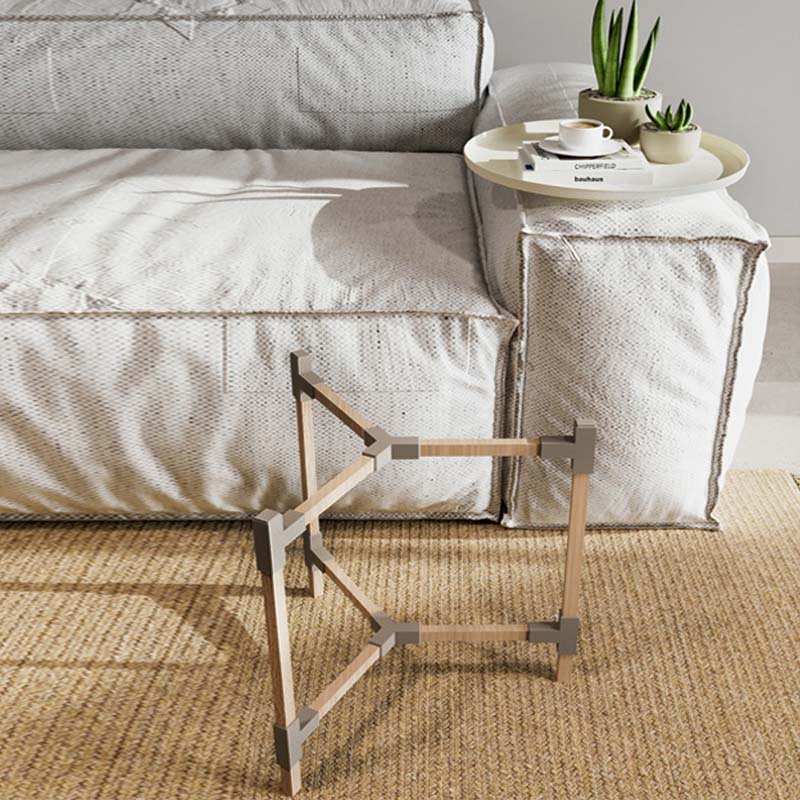 FIX-2023-1-1 Τραπεζάκι βοηθητικό ξύλινο - πλαστικό χρώμα μπεζ Φ46x53εκ. - Image 1