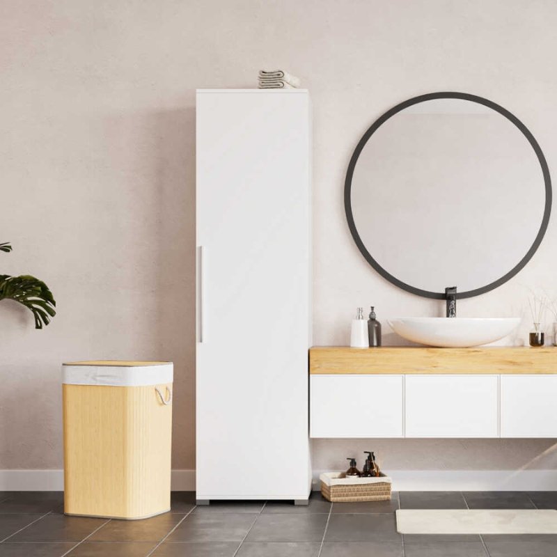 GP009-0046-1 Ντουλάπα ρούχων - παπουτσοθηκη 16 ζευγών Diamond Megapap μονόφυλλη σε λευκό 50x35x187εκ. - Image 1