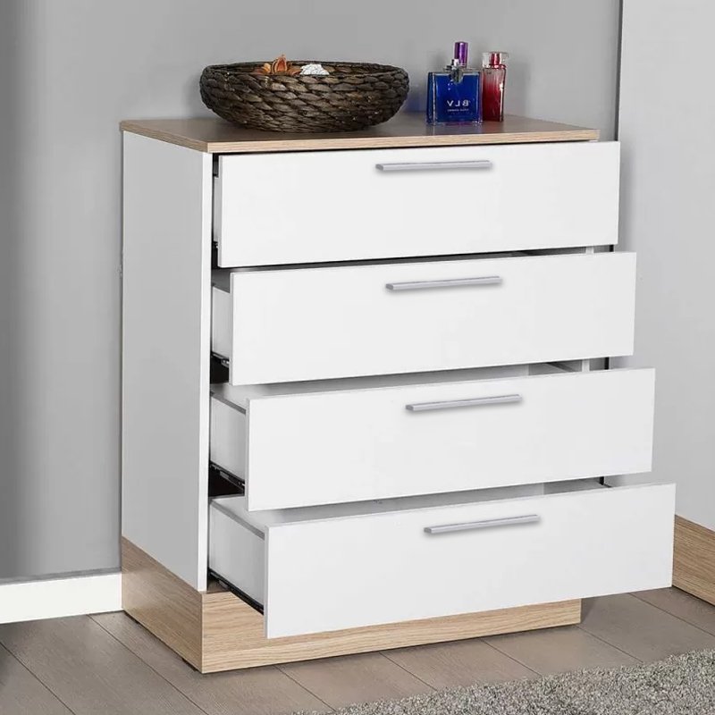 GP009-0164-1 Συρταριέρα μελαμίνης Base Megapap χρώμα oak - λευκό 72x40x88εκ. - Image 1