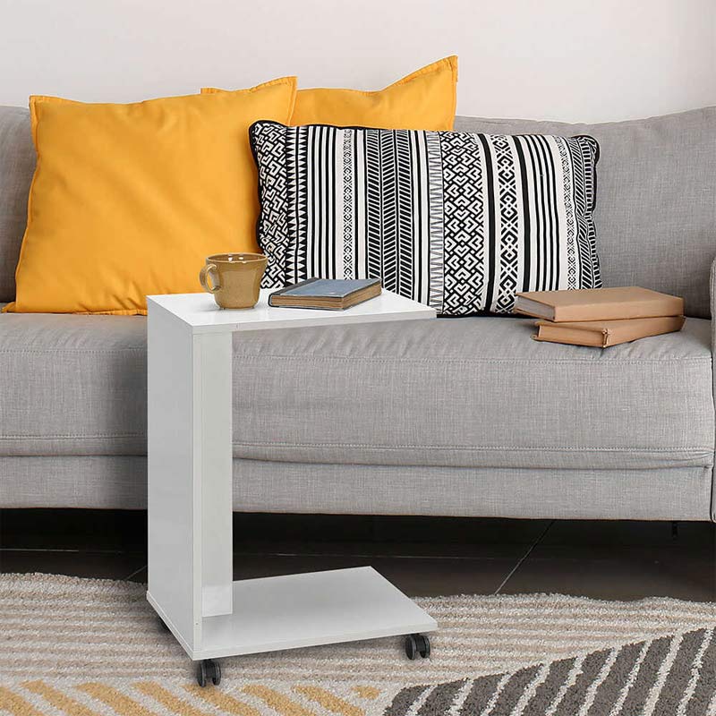 GP009-0195-1 Βοηθητικό τραπέζι C-Shaped Megapap από μελαμίνη σε χρώμα λευκό 35x45x65εκ. - Image 1