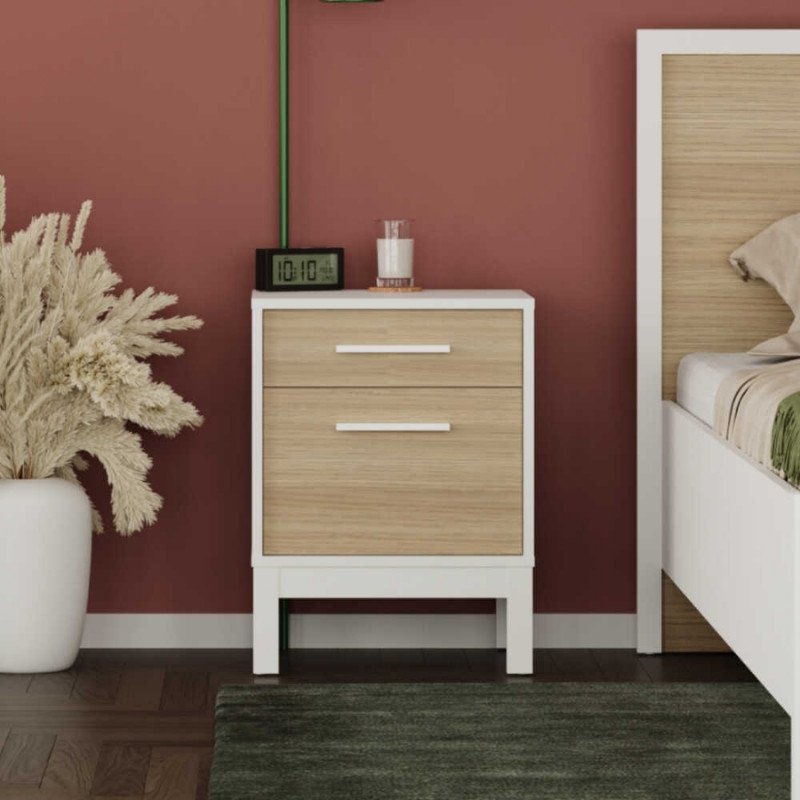 GP009-02541-1 Κομοδίνο London Megapap χρώμα λευκό - oak 45x41x60εκ. - Image 1