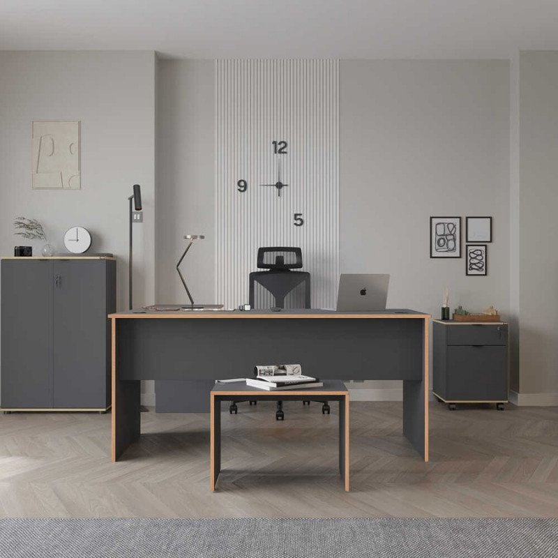 GP009-02561-1 Τραπεζάκι σαλονιού - γραφείου Rio Megapap χρώμα ανθρακί 60x40x43εκ. - Image 1