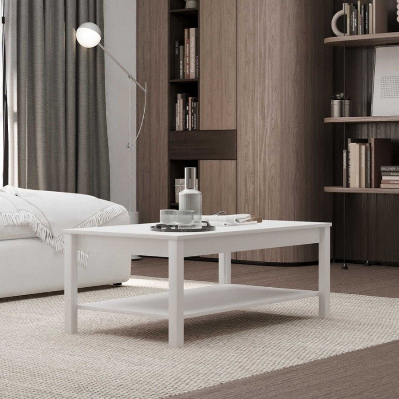 GP009-02601-1 Τραπεζάκι σαλονιού Rustic Megapap χρώμα λευκό 103x60x40εκ. - Image 1