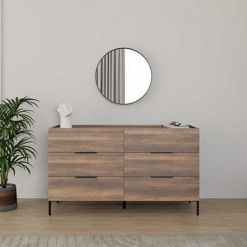 GP009-02661-1 Συρταριέρα Oryana Megapap χρώμα καρυδί 140x44x81εκ. - Image 1