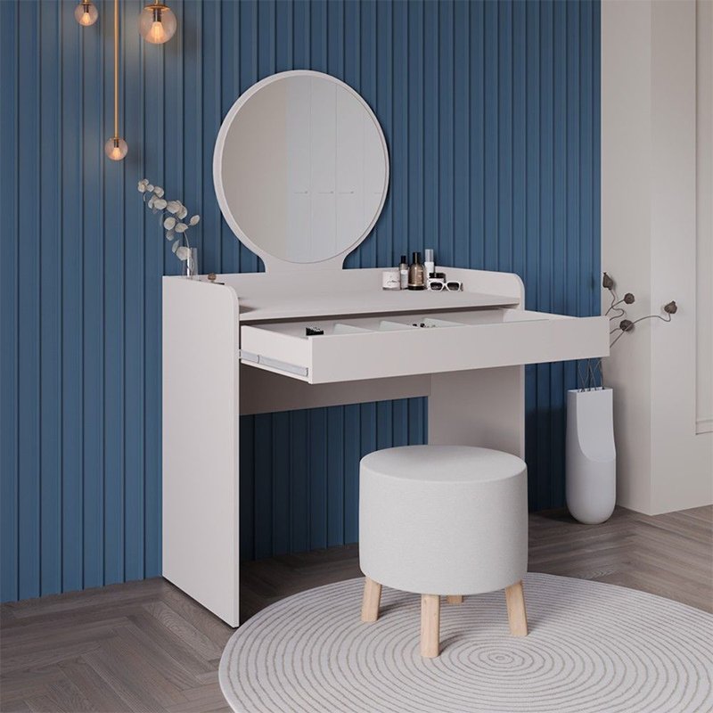 GP009-02671-1 Τουαλέτα με καθρέπτη Curve Megapap χρώμα λευκό του πάγου 90x47x142εκ. - Image 1