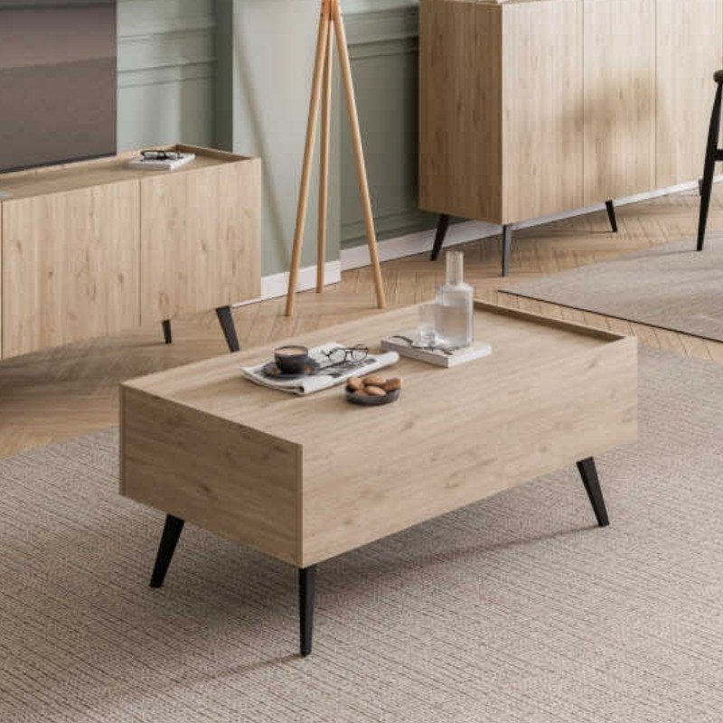 GP009-02711-1 Τραπεζάκι σαλονιού Luna Megapap χρώμα florida oak 102x61x44εκ. - Image 1