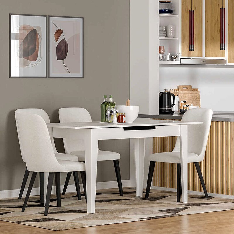 GP009-02742-1 Τραπέζι Trendline Megapap επεκτεινόμενο χρώμα λευκό 120/150x70x75εκ. - Image 1