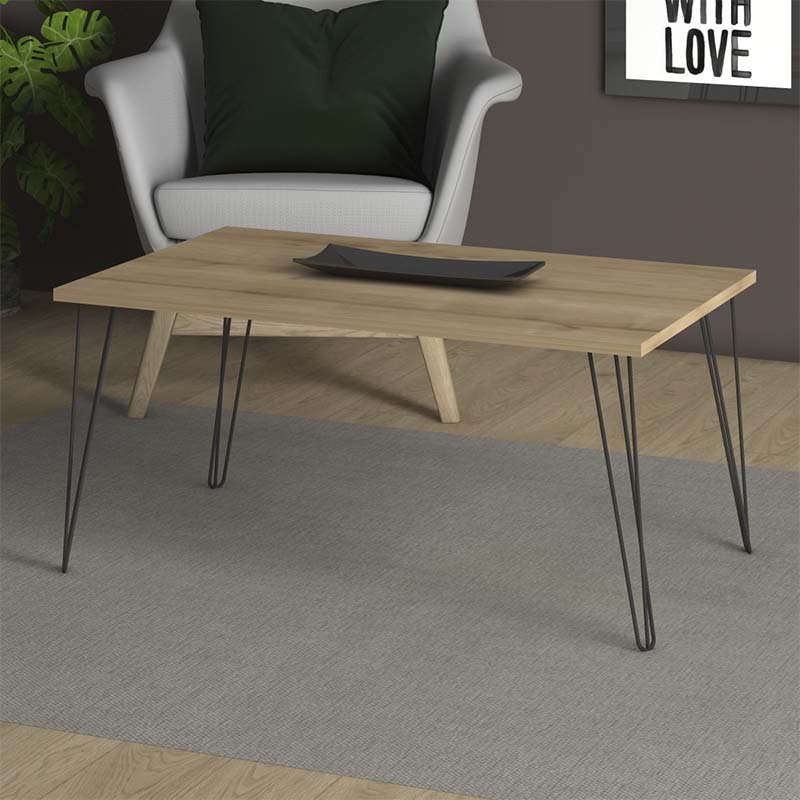 GP022-00081-1 Τραπεζάκι σαλονιού Fiona Megapap μεταλλικό - μελαμίνης χρώμα oak 90x55x43εκ. - Image 1
