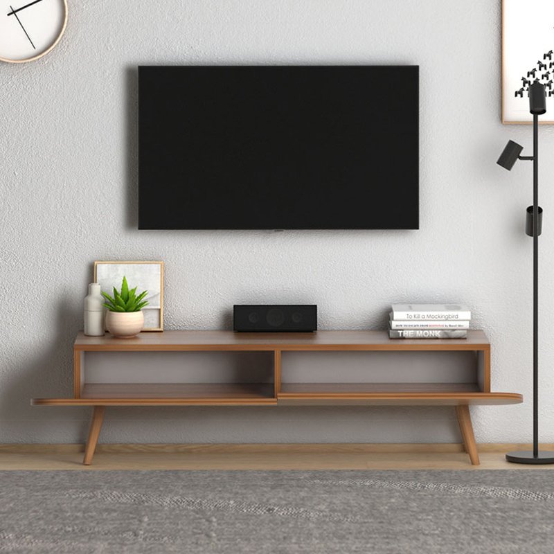 GP022-00172-1 Έπιπλο τηλεόρασης Lotus Megapap από μελαμίνη χρώμα καρυδί 120x30x40εκ. - Image 1