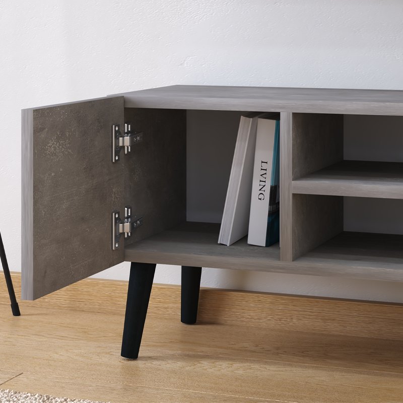 GP022-00244-1 Έπιπλο τηλεόρασης Porto Megapap χρώμα γκρι ρετρό 90x32x42εκ. - Image 1