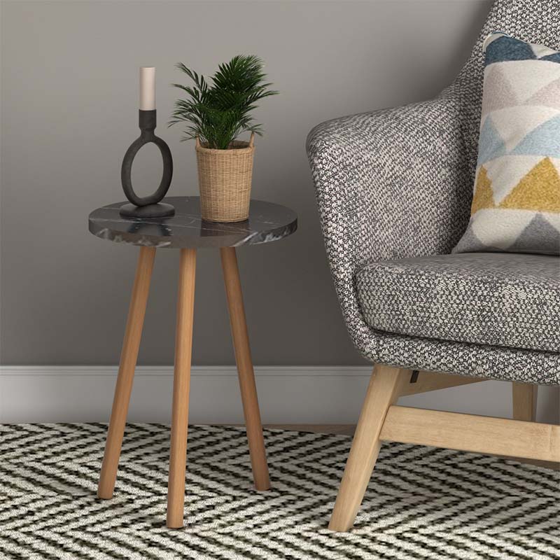 GP022-002610-1 Βοηθητικό τραπεζάκι Roma Megapap από μελαμίνη χρώμα μαύρο εφέ μαρμάρου 33,5x33,5x46εκ. - Image 1