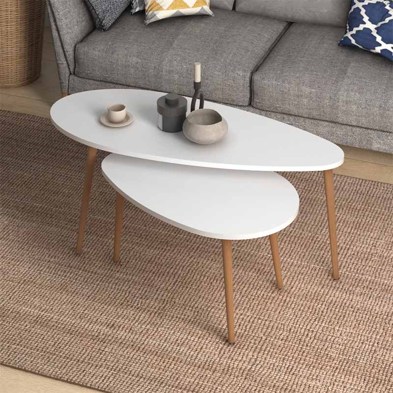 GP022-00391-1 Βοηθητικά τραπεζάκια Elips Megapap από μελαμίνη χρώμα λευκό 116x46x46εκ. - Image 1