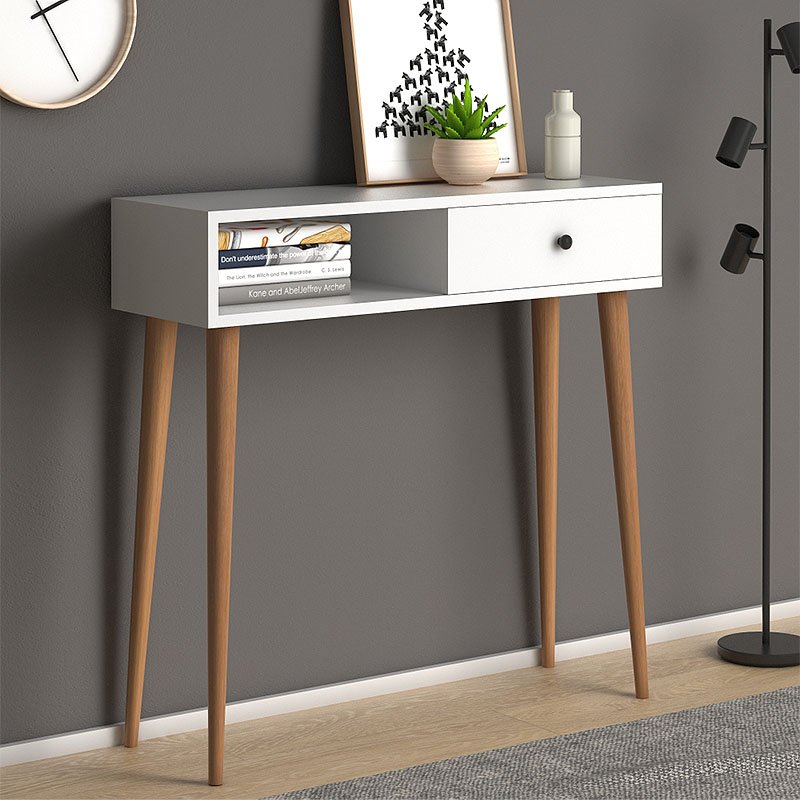 GP022-00701-1 Κονσόλα μελαμίνης Napoli Megapap χρώμα λευκό 90x29x88εκ. - Image 1