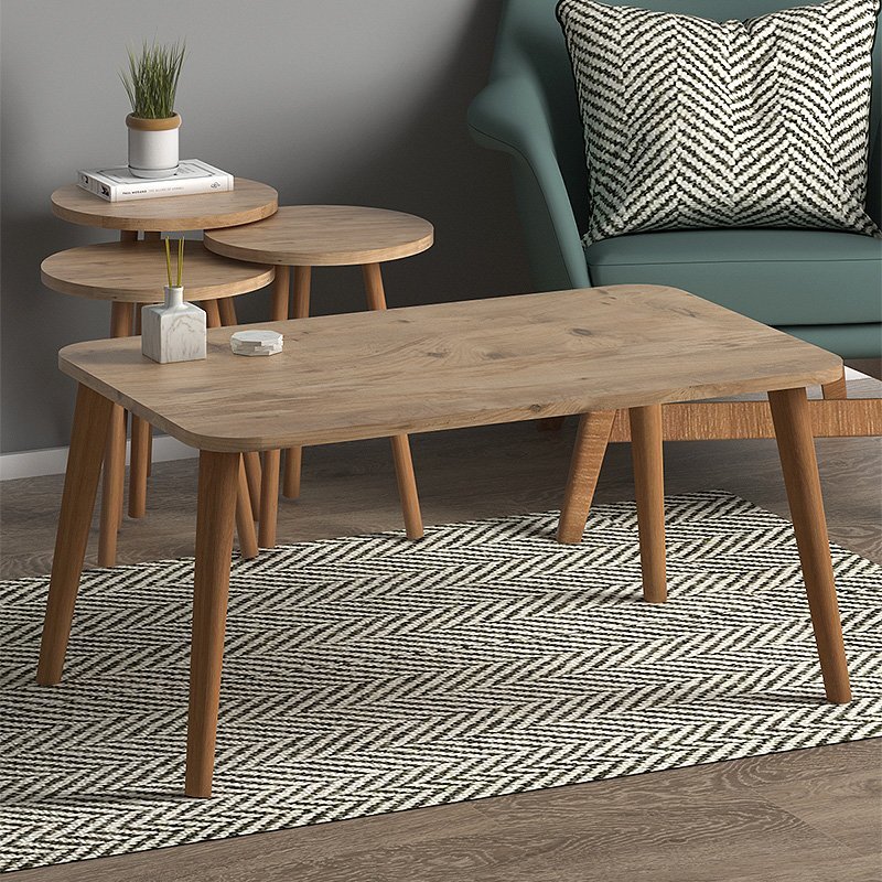 GP022-00851-1 Τραπεζάκι σαλονιού σετ 4 τμχ Soul Megapap χρώμα oak 90x55x43εκ. - Image 1