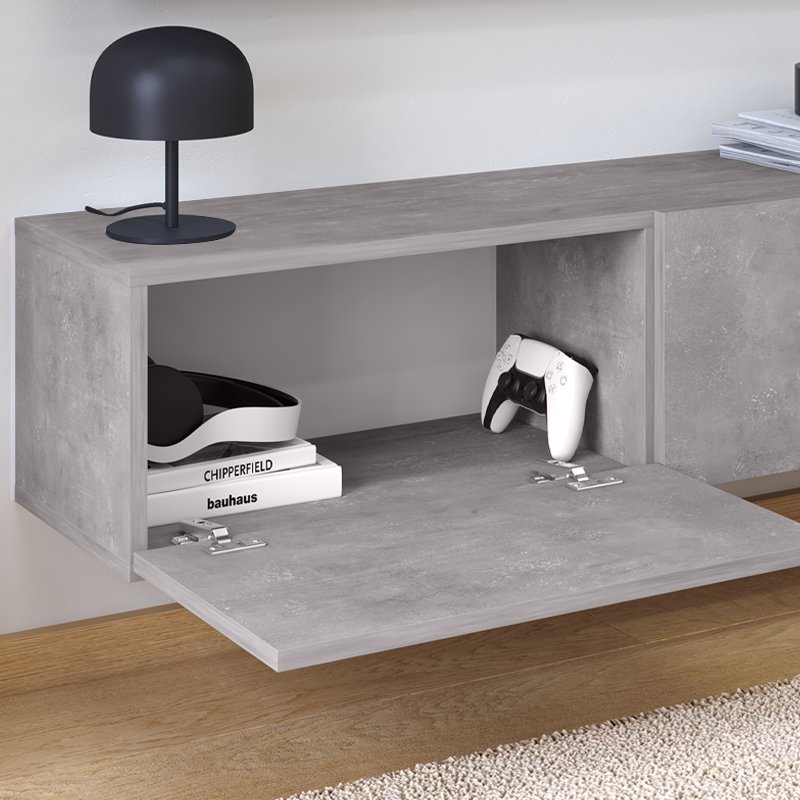 GP022-00931-1 Έπιπλο τηλεόρασης επιτοίχιο Palm Megapap χρώμα γκρι ρετρό 180x32x30εκ. - Image 1