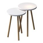 Τραπεζάκια βοηθητικά σετ 2 τμχ Roma Megapap χρώμα λευκό Ø34x46εκ.