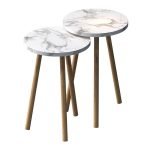 Τραπεζάκια βοηθητικά σετ 2 τμχ Roma Megapap χρώμα λευκό εφέ μαρμάρου Ø34x46εκ.