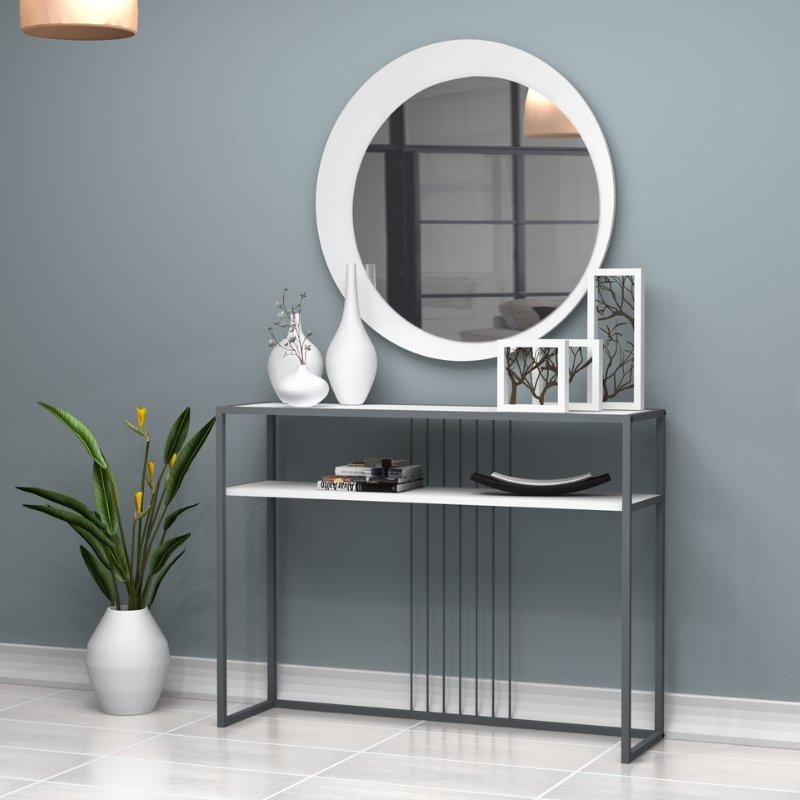 GP028-00081-1 Καθρέπτης τοίχου Moon Megapap χρώμα λευκό Ø88x2,2εκ. - Image 1