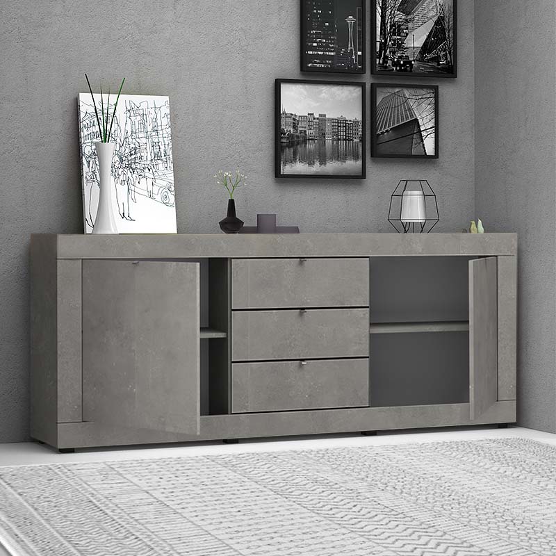 GP028-00383-1 Μπουφές Ocean Megapap χρώμα γκρι σκυροδέματος 210x45x86εκ. - Image 1