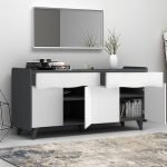 Μπουφές Sila Megapap χρώμα λευκό - γκρι 140x45x72εκ.