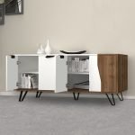 Μπουφές Jasmine Megapap χρώμα λευκό - καρυδί 160x45x78εκ.