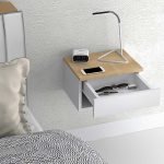 Κομοδίνο επιτοίχιο Mary Megapap χρώμα φυσικό οξιάς - λευκό 40x30x23εκ.