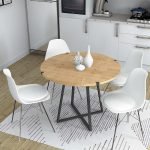 Τραπέζι Rubes Megapap χρώμα φυσικό οξιάς - ανθρακί 100x100x78εκ.